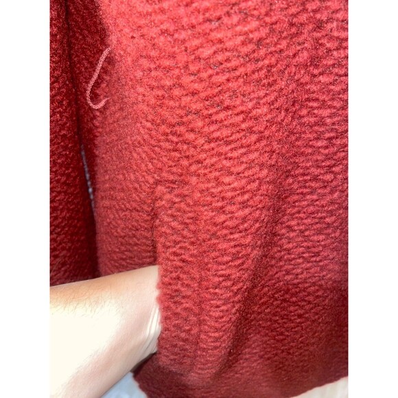 Promod Women's Wool Cardigan Coat size L Open Front Red Holidays Christmas - Picture 3 of 13